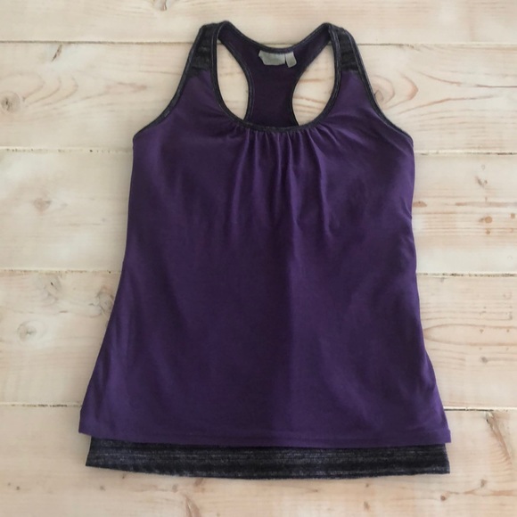 Athleta Tops - Athleta royal pigeon purple&black razor back double layer athletic tank top